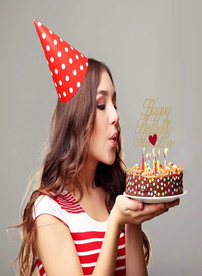فيستيكو زينة كعكة عيد ميلاد سعيد يا حبيبي من فيستيكو® - زينة كعكة عيد ميلاد ذهبية لامعة - زينة كعكة عيد ميلاد على شكل قلب للزوجة أو الزوج أو الأطفال أو الوالدين - Image 5